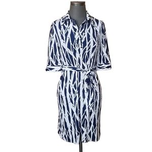 Laundry by shelli segal navy and white knot bamboo print shirt dress